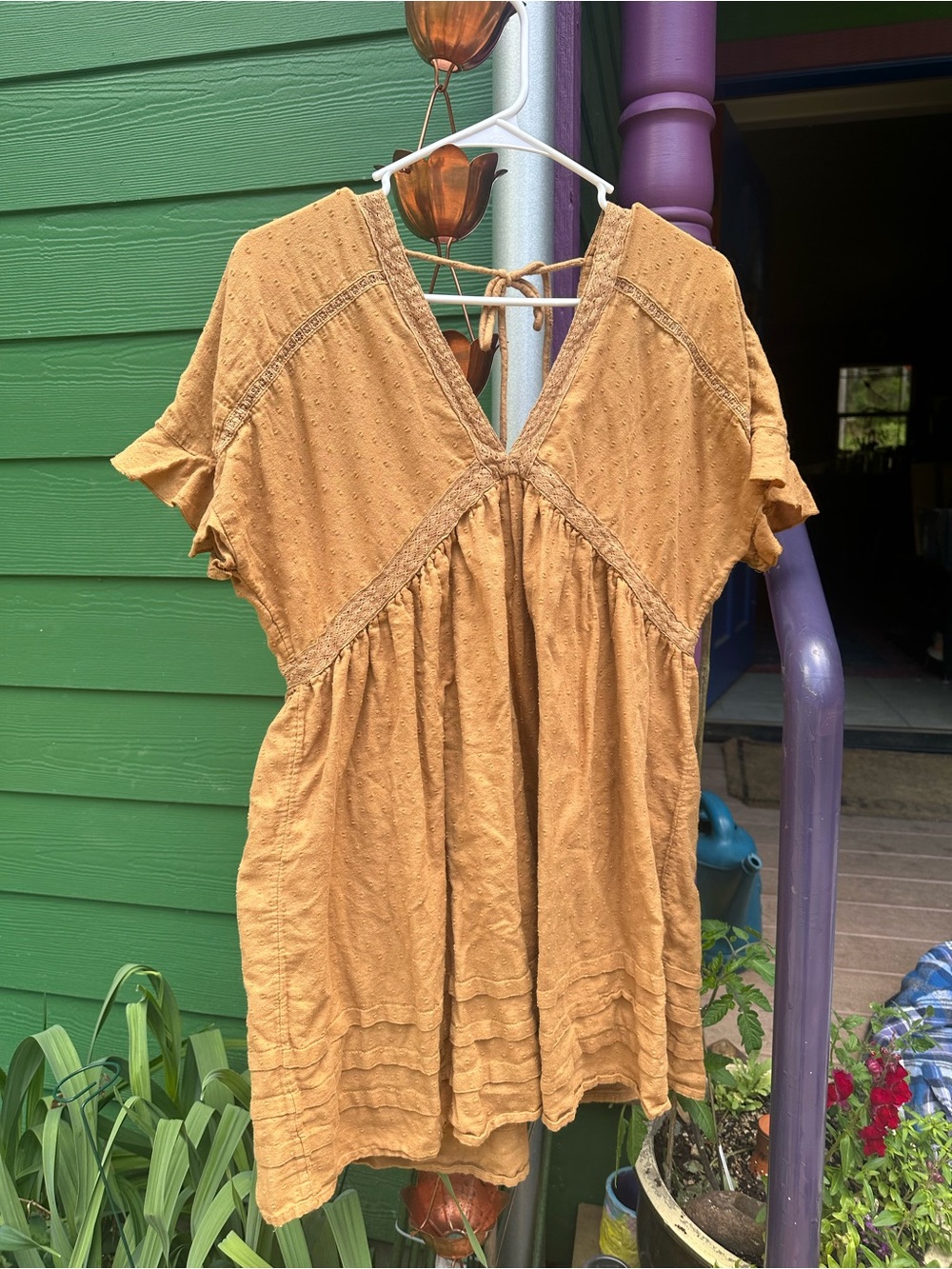 Women's Mustard V-Neck Boho dress